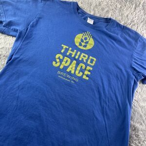 Third Space Brewing Shirt Mens Large Blue Yellow Craft Beer Milwaukee Wisconsin